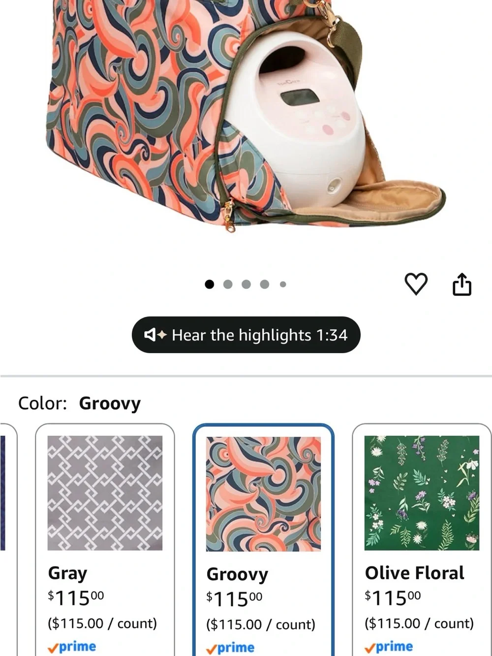 NWOT Lizzy Breast Pump Tote Bundle by Sarah Wells Groovy Print
